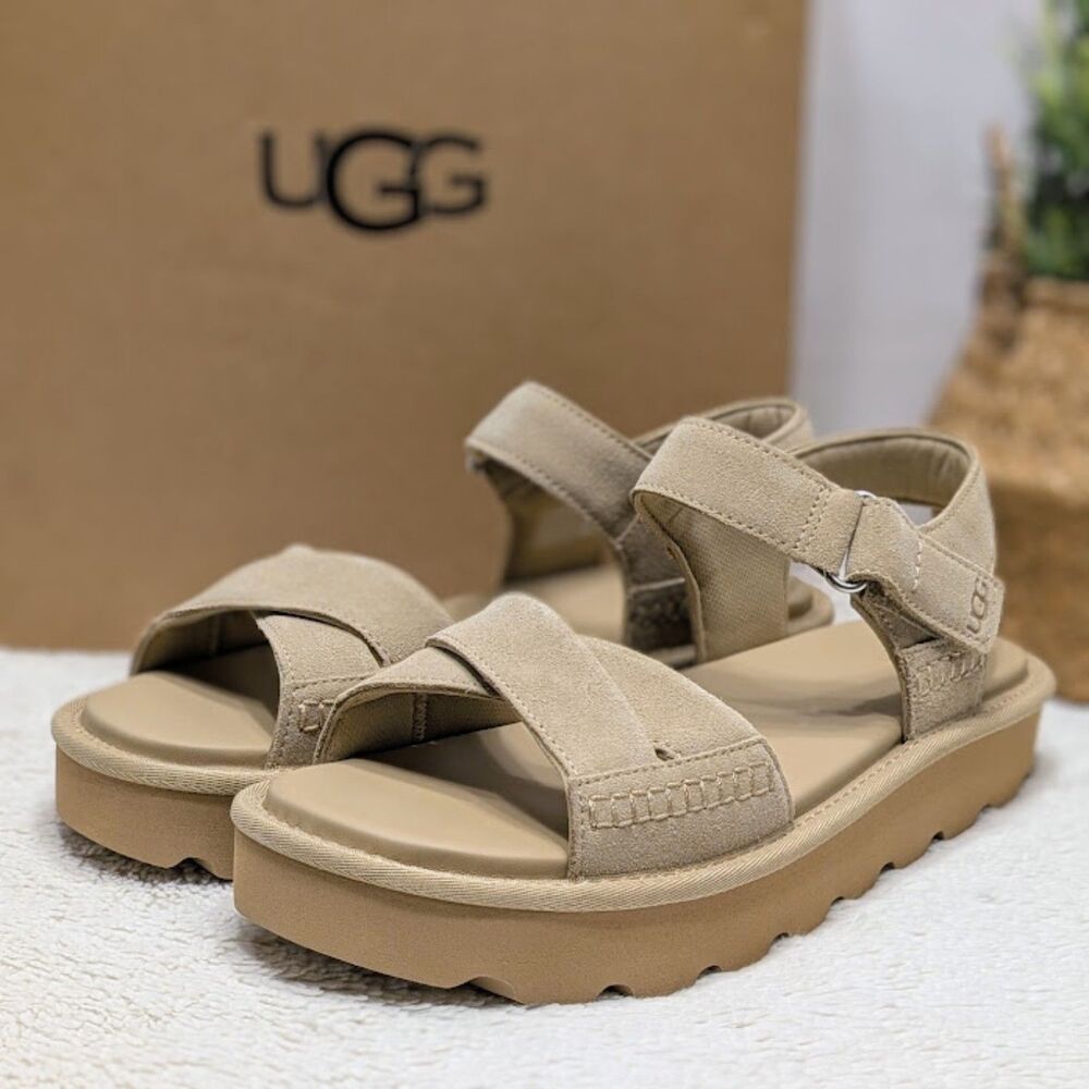 UGG Sand Sungaze Suede Leather Adjustable Strap Sandals Women's 10 NIB